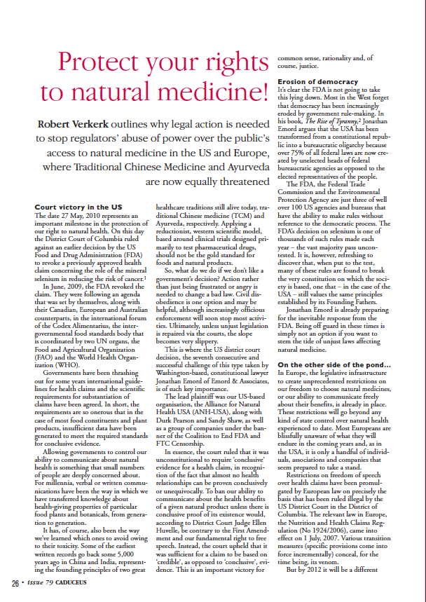 Protect Your Rights to Natural Medicine